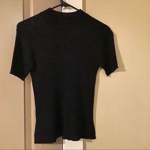 Tahari Ribbed Black Knit Top Size P